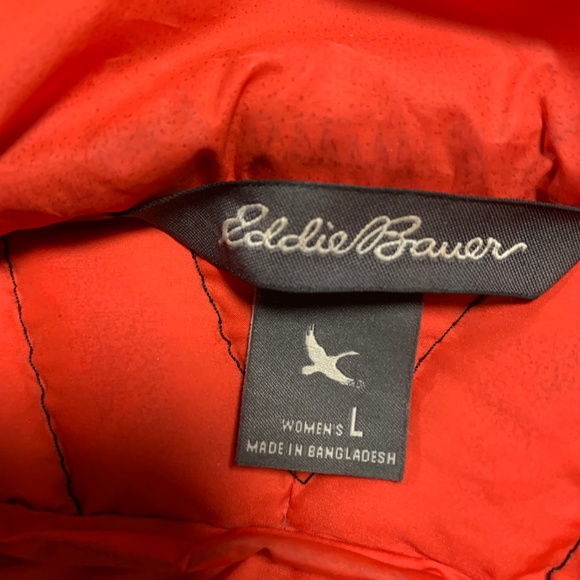 Eddie Bauer Womens Stormdown 800 Down Black Long Hooded Puffer Zip Jacket Large - Picture 3 of 7